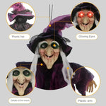 Halloween Life Size Talking Witch Outdoor Purple Spooky Animatronic Witch Decor Prop Halloween Decoration Red Eye Animated Witch