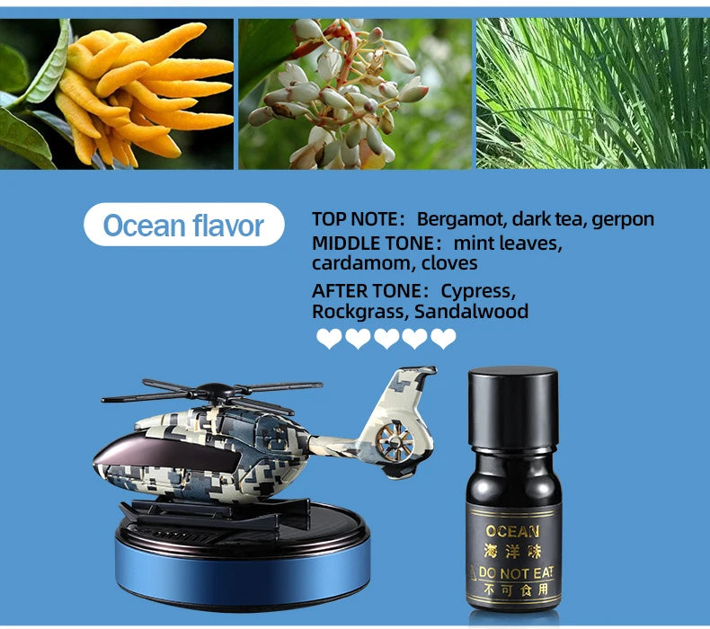Car Solar Powered Rotation Helicopter Airplane Air Freshener Solar Helicopter Interior Perfume Trim Diffuser Rotary Aromatherapy