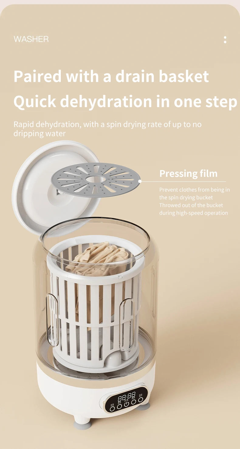 Portable Mini Washing Machine Automatic Washer Machine Clothes Cleaning Tool For Dormitories Travel Camping Hotel Apartment