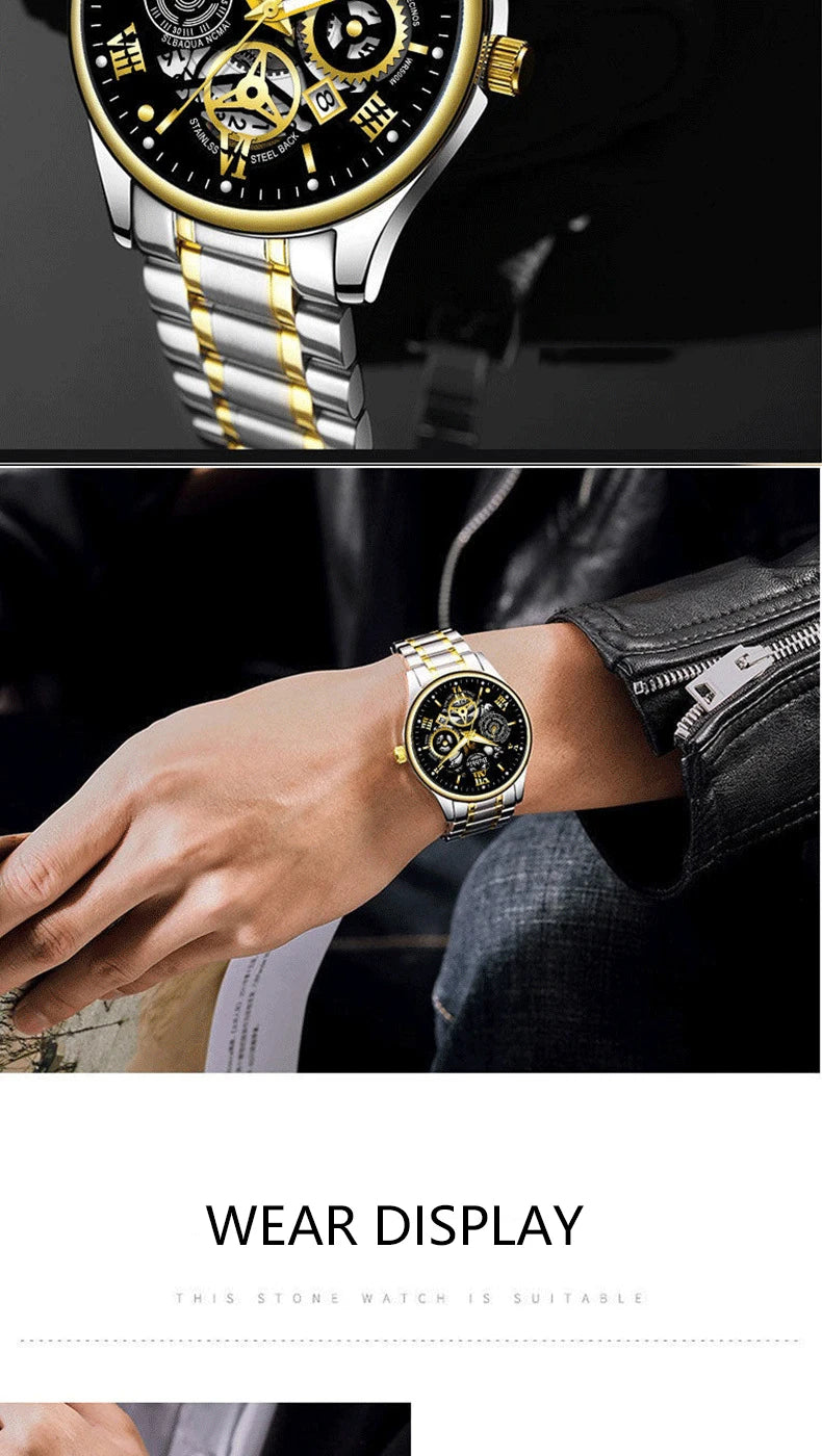 Watch For Men Trendy High end Light Luxury Versatile Quartz Watches Glow Waterproof Roman Hollow Male's Clock Watch UTHAI L93