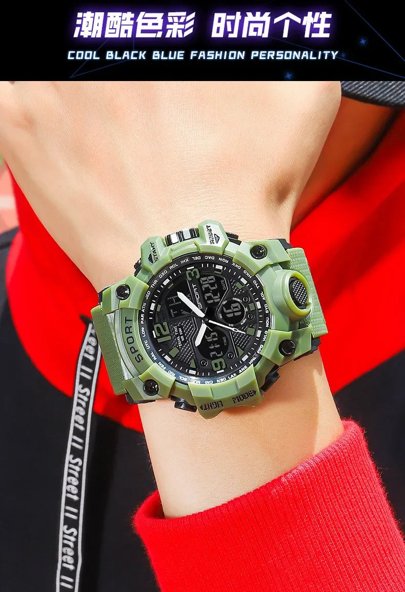 Men's Junior High School Student Fashion Trend Black Technology Sports Glow Men's Electronic Watch