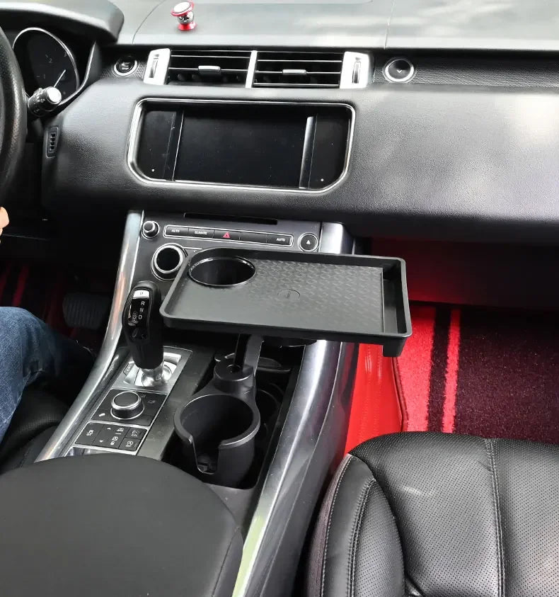 Car Cup Holder Expander Multi-Function Drink Holder with Food Table 360-Degree Adjustable Base Tray for Snack