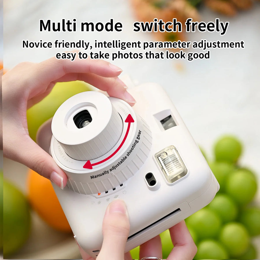 Portable Instant Camera Striped Woven Bag And Photo Paper Set With Five Shooting Modes Suitable for Beginners When Taking Photos