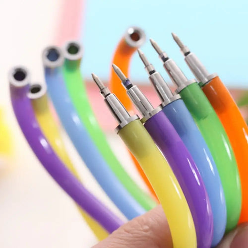 1PC Random Color Creative Bangle Bracelet Bending Circle Ballpoint Pen Wristband Gel Pen Student Gift Stationery Writing Tools