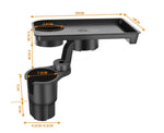 Car Cup Holder Expander Multi-Function Drink Holder with Food Table 360-Degree Adjustable Base Tray for Snack