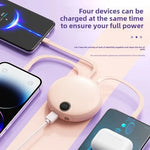 20000mAh Mini Powerbank Portable Round Self-wired  Fast Charging High Capacity Digital Display Power Bank For Iphone Xiaomi