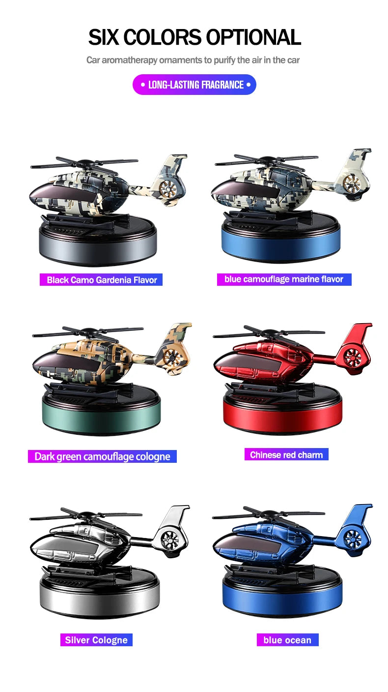 Car Solar Powered Rotation Helicopter Airplane Air Freshener Solar Helicopter Interior Perfume Trim Diffuser Rotary Aromatherapy