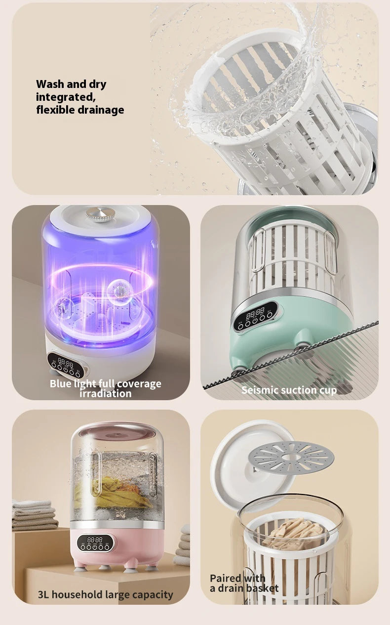 Portable Mini Washing Machine Automatic Washer Machine Clothes Cleaning Tool For Dormitories Travel Camping Hotel Apartment