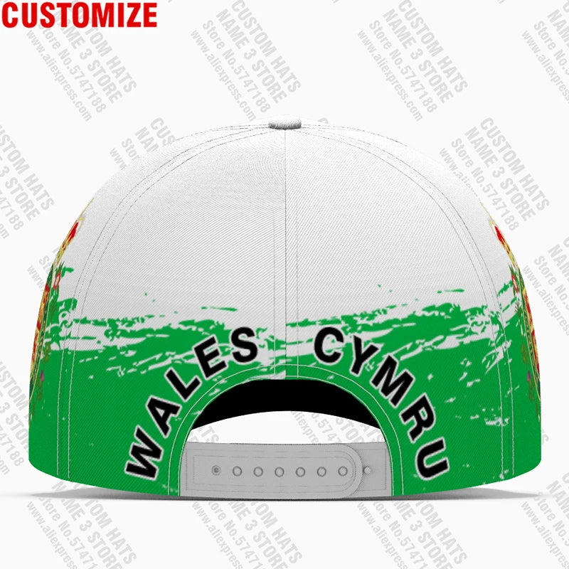 Wales Baseball Caps Free Custom Name British Team Logo Uk Hats Country Travel Britain Nation United Kingdom Cymru Flags Headgear