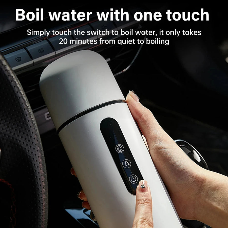 420ml Portable Car Heating Cup Electric Kettle 304 LED Smart Temperature Control Warmer Stirring Cup Heating Bottle Mixing Cup