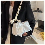 Lovely Bow Handbags for Girls Ladies Fashion Pleated Shoulder Bags for Women Simple Design Female Underarm Bag Casual Tote Purse