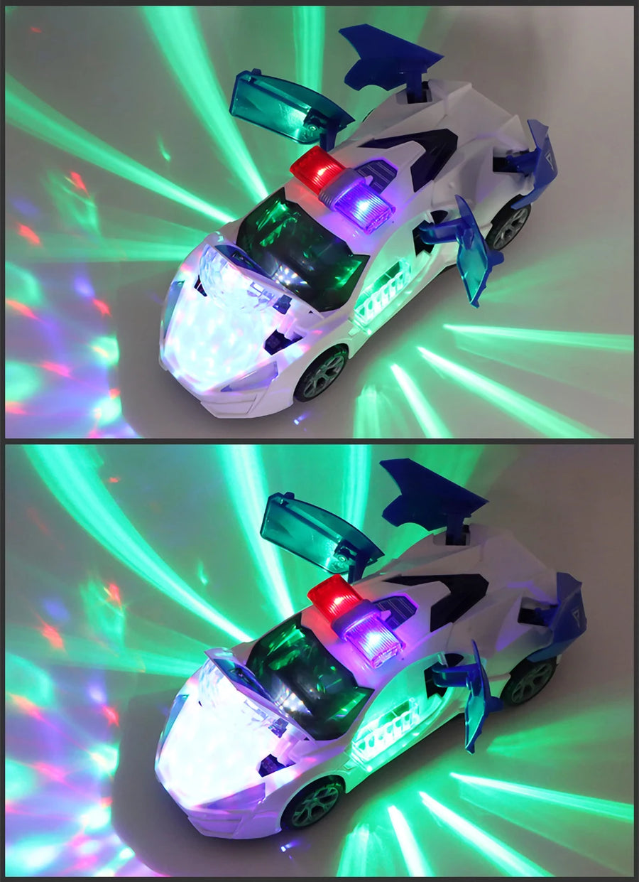 Electric Dancing Deformation Rotating Universal Police Toy Car Child Kid Girl Car Christmas Birthday Gift