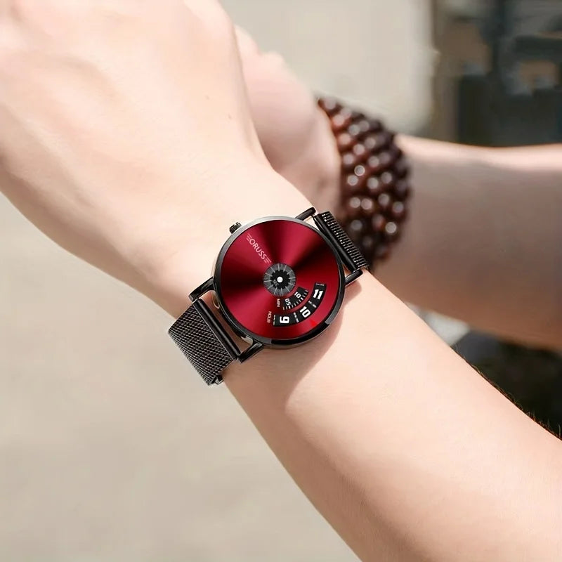 Student men's watch trend new red fashion durable cool handsome gentleman leisure business men's watch