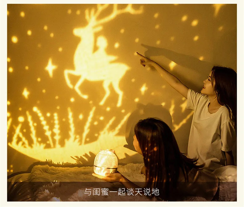 Starry Projector Night Light Rotating Sky Moon Lamp Galaxy Lamp Home Bedroom Decoration Starlight Christmas Lights for Kids Gift