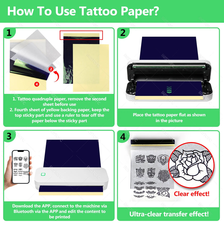 Inkless A4 Portable Thermal Printer Supports A40 Thermal Paper Bluetooth Wireless Mobile Travel Printers for Car & Office Use