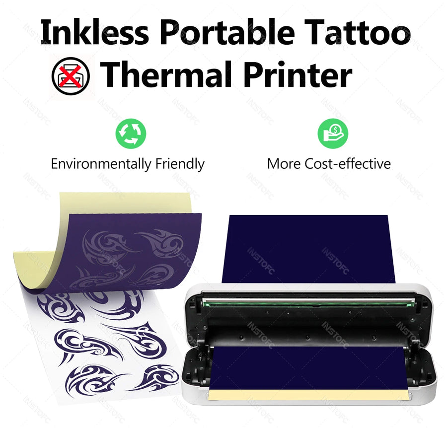 Inkless A4 Portable Thermal Printer Supports A40 Thermal Paper Bluetooth Wireless Mobile Travel Printers for Car & Office Use