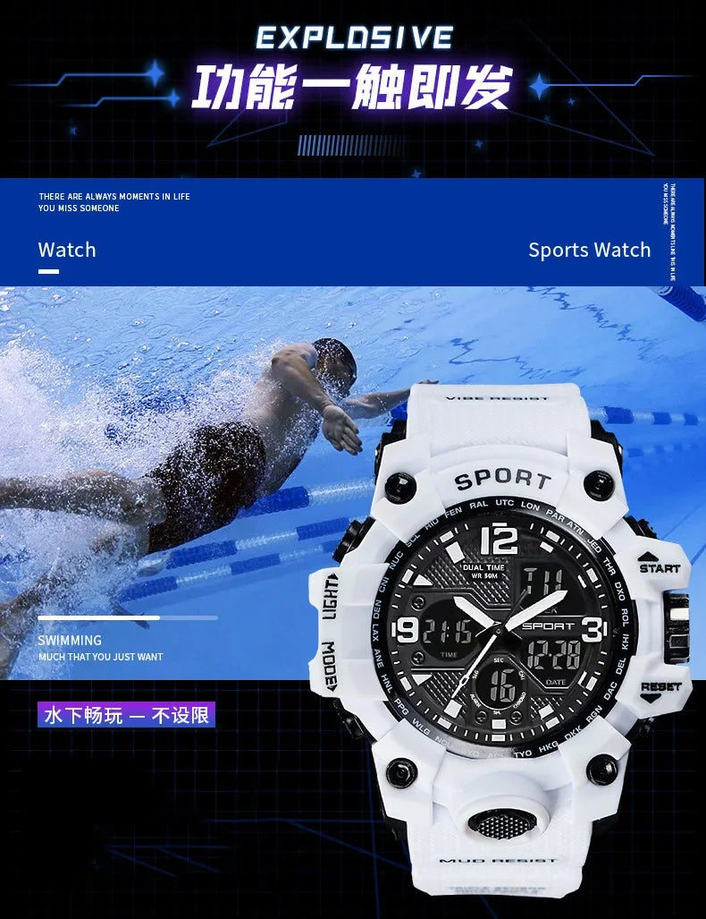 Men's Junior High School Student Fashion Trend Black Technology Sports Glow Men's Electronic Watch