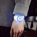 led Flash Luminous Watch Personality trends students lovers jellies woman men's watches 7 color light WristWatch bayan kol saati