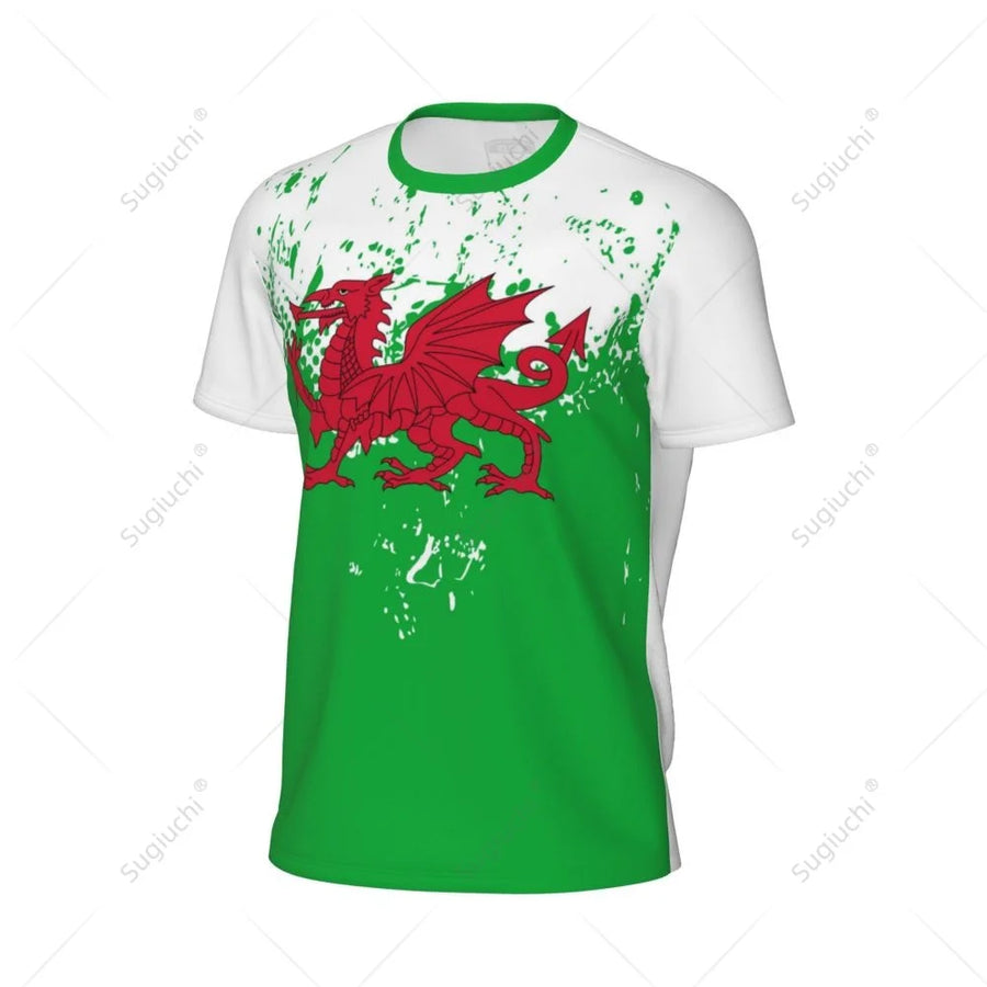 Exclusive design Wales Flag Grain 3D Printed Men For Running Bike Soccer Tennis Fitness Sports tshirt Mesh Fans Short T-shirt