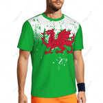 Exclusive design Wales Flag Grain 3D Printed Men For Running Bike Soccer Tennis Fitness Sports tshirt Mesh Fans Short T-shirt
