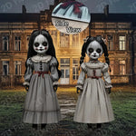 2Pcs 60cm 2D Scary Doll Girls Horror Decor Halloween Decoration To Insert Large Ghost Doll Outdoor Yard Decoration Scary Props