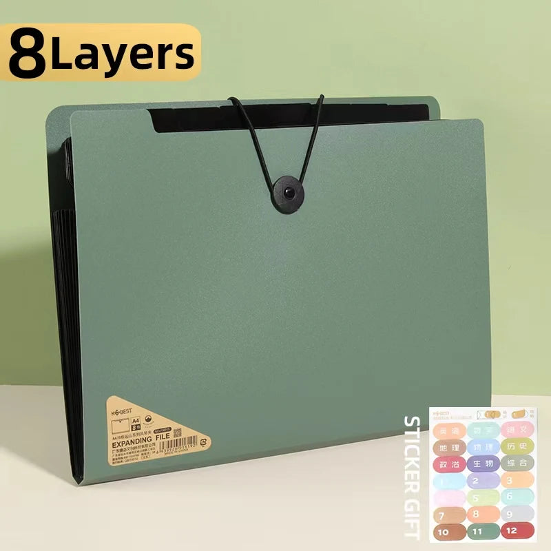 Three Colors Horizontal A4 Folder Students Office Business Trip Multi-layer Large Capacity 5/8/13 Layers Storage Organ Bag