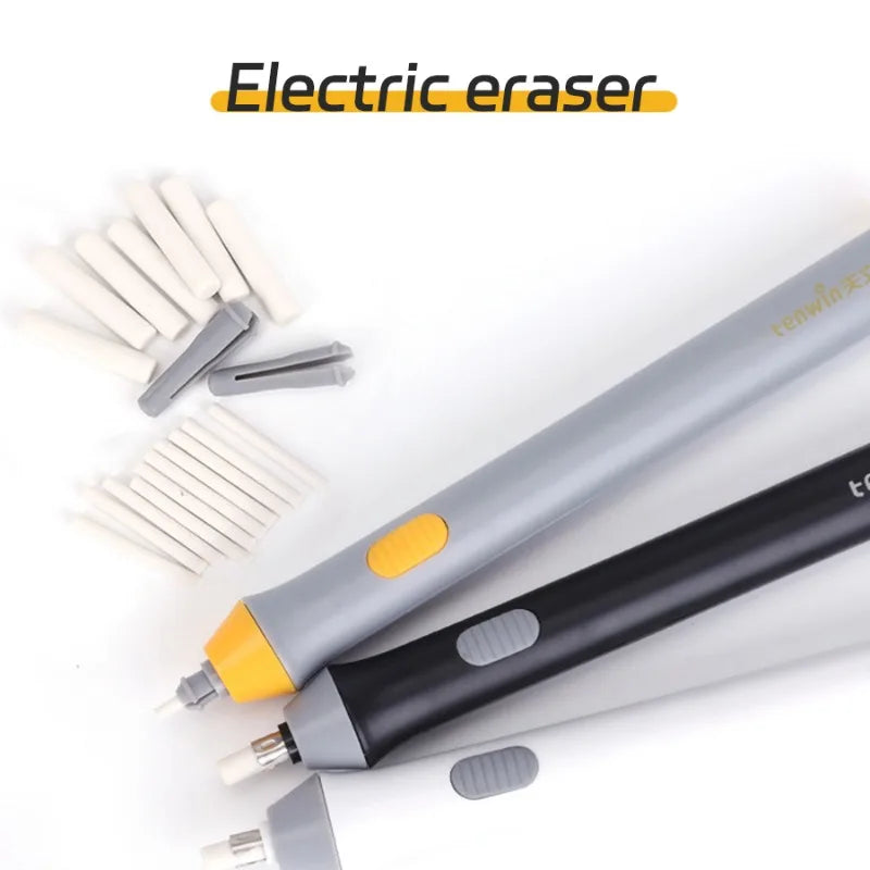 Electric Erasers Less Rubber Crumb Thick/Thin Rubber can be Changed Simple Korean Stationery Safe and Efficient School Supplies