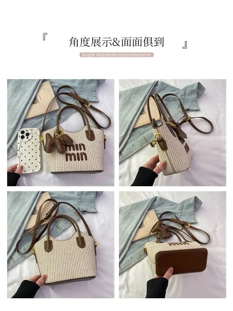 2025 New Designers' Bags - Popular Knitted Bags for Ladies, Casual and Versatile Beach Carry-Along Handbags and Tote Bags