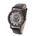 Men High-End Quartz Wristwatches Fashion Trend Stainless Steel Dial Sport Leather Band Watches Creative Hollow Out Dial Watch