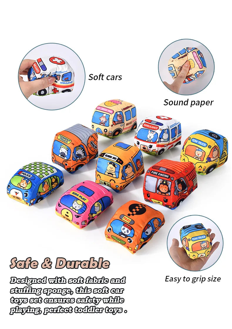 Soft Fabric Car Toy for Babies - Tear-Resistant Cloth Book with Storage Bag and Play Mat, Early Learning Travel Sensory Toy Gift
