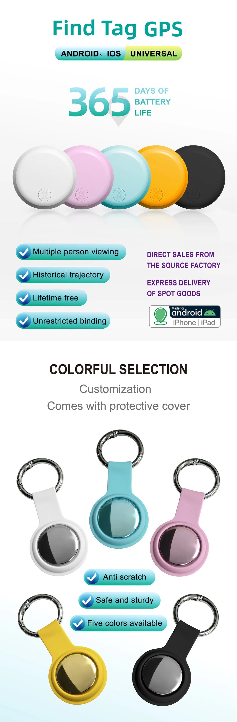 OPPO Smart Airtag Bluetooth 5.3 GPS Tracker Work with Android iOS System Air Tag Tracker Mini Locator Kids Bag Key Wall Finder