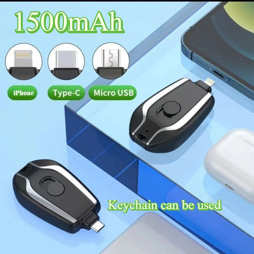 Mini Keychain Portable Charger 1500mAh Power Bank Ultra-Compact Battery Pack for Android IPhone Micro External Battery