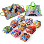 Soft Fabric Car Toy for Babies - Tear-Resistant Cloth Book with Storage Bag and Play Mat, Early Learning Travel Sensory Toy Gift