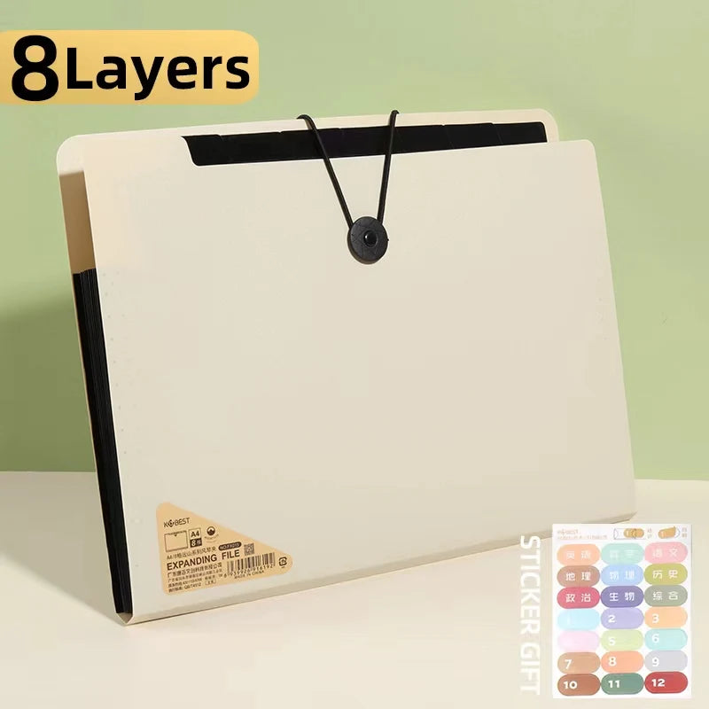 Three Colors Horizontal A4 Folder Students Office Business Trip Multi-layer Large Capacity 5/8/13 Layers Storage Organ Bag