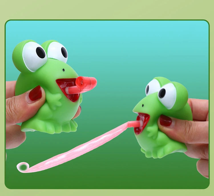 Pinch Frog Dinosaur Sticking Tongue Out Toys Funny Sensory Stress Relief Fidget Toys Cat Toys School Gifts for Kids Children