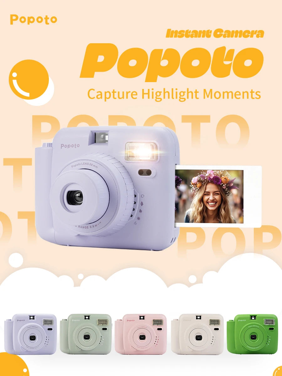 Portable Instant Camera Striped Woven Bag And Photo Paper Set With Five Shooting Modes Suitable for Beginners When Taking Photos