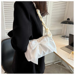 Lovely Bow Handbags for Girls Ladies Fashion Pleated Shoulder Bags for Women Simple Design Female Underarm Bag Casual Tote Purse