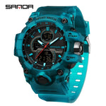 SANDA New 6198 Electronic Watch Fashion Trend Dual Screen Multi functional Outdoor Sports Waterproof Men's Watch