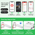 Inkless A4 Portable Thermal Printer Supports A40 Thermal Paper Bluetooth Wireless Mobile Travel Printers for Car & Office Use