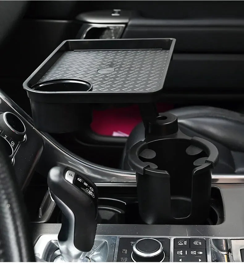 Car Cup Holder Expander Multi-Function Drink Holder with Food Table 360-Degree Adjustable Base Tray for Snack