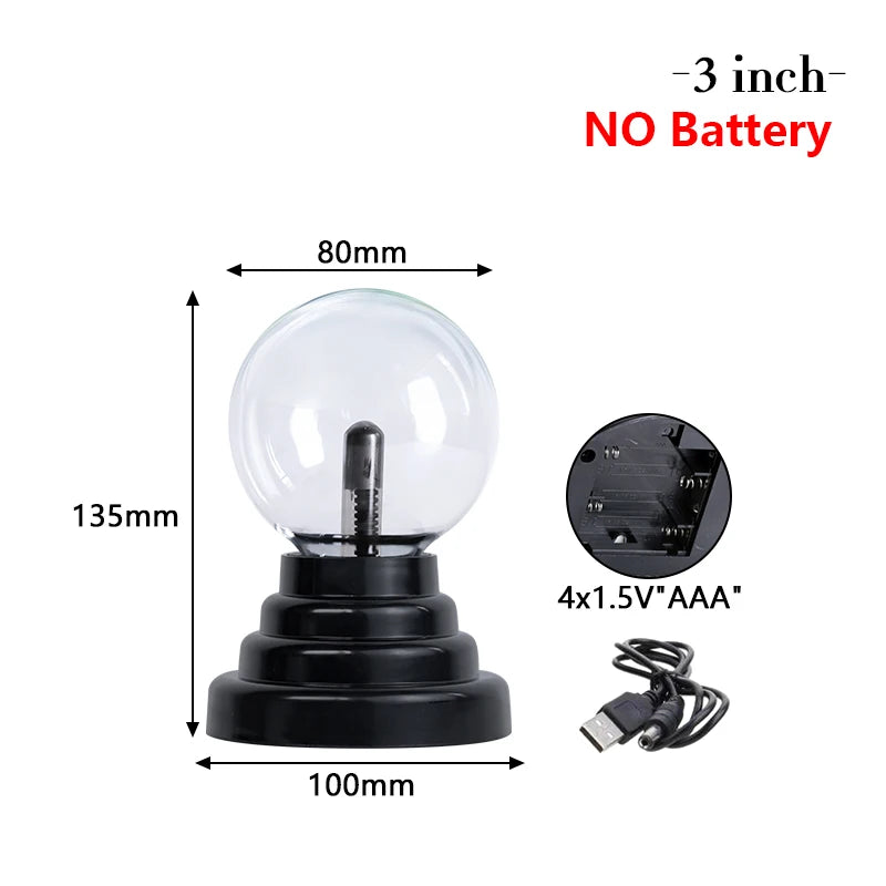 Magic Crystal Plasma Ball Lamp 3 4 5 6 8 Inch Electric Lamp Night Light Kids Gift Birthday Christmas Novelty Glass Plasma Lamp