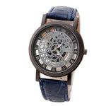 Men High-End Quartz Wristwatches Fashion Trend Stainless Steel Dial Sport Leather Band Watches Creative Hollow Out Dial Watch