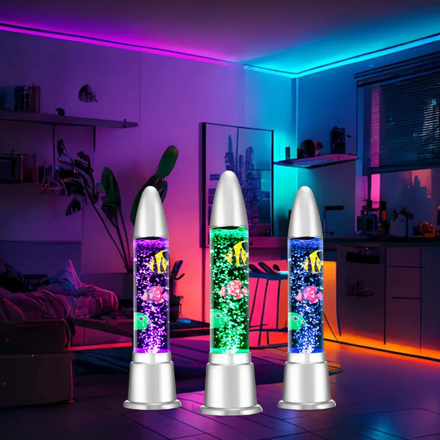 LED Bubble Tube Light Color Changing Artificial Fish Tank Lamp Fake Aquarium Lamp for Home Desk Bedroom