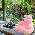 Children Sofa Seat Cartoon Lazy Sofa Decoration Animal Shaped Seat Cushion Plush Support Seat for Play Room Bedroom Living Room