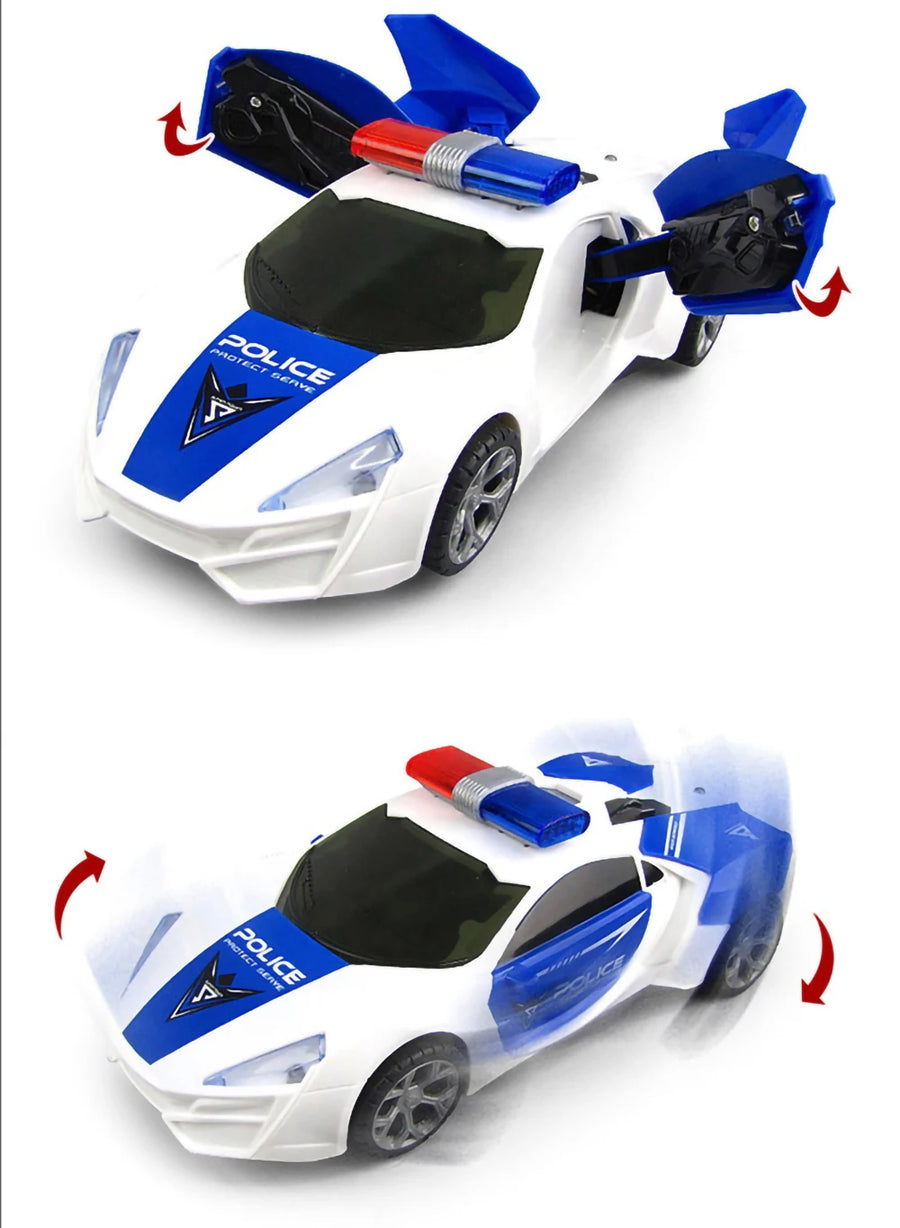 Electric Dancing Deformation Rotating Universal Police Toy Car Child Kid Girl Car Christmas Birthday Gift