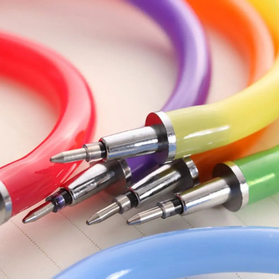 1PC Random Color Creative Bangle Bracelet Bending Circle Ballpoint Pen Wristband Gel Pen Student Gift Stationery Writing Tools