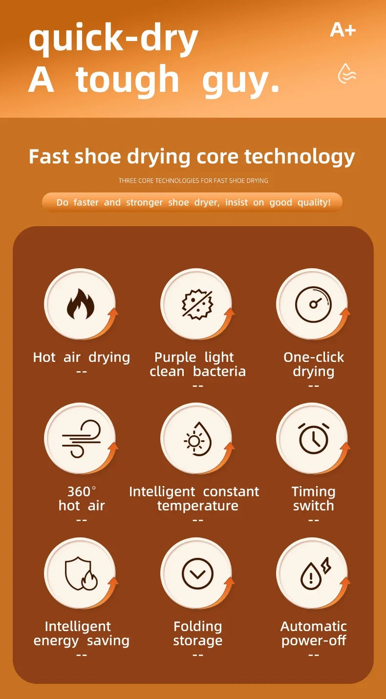 Intelligent Timer Shoe Dryer  Adjustable Dryer Quick Drying Deodorizing Sterilizing Shoe Dryer Household Shoe Warmer Heater