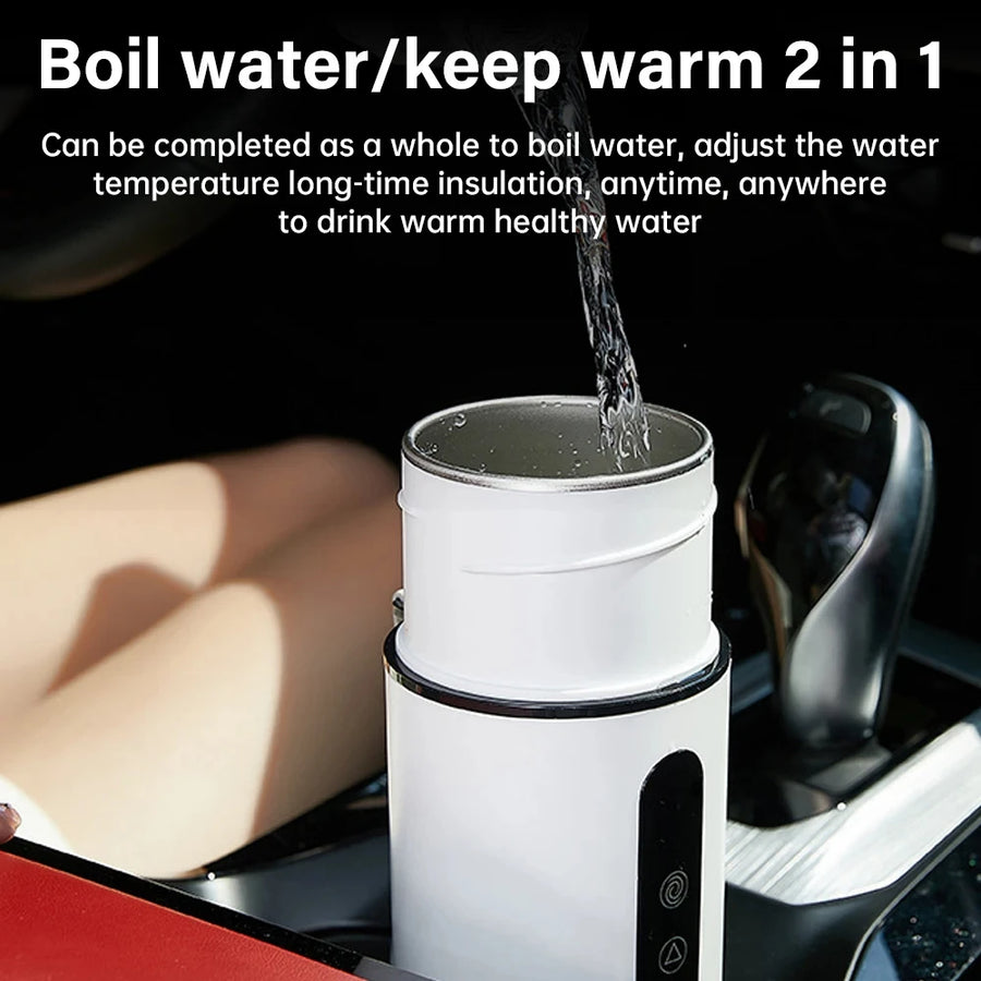 420ml Portable Car Heating Cup Electric Kettle 304 LED Smart Temperature Control Warmer Stirring Cup Heating Bottle Mixing Cup