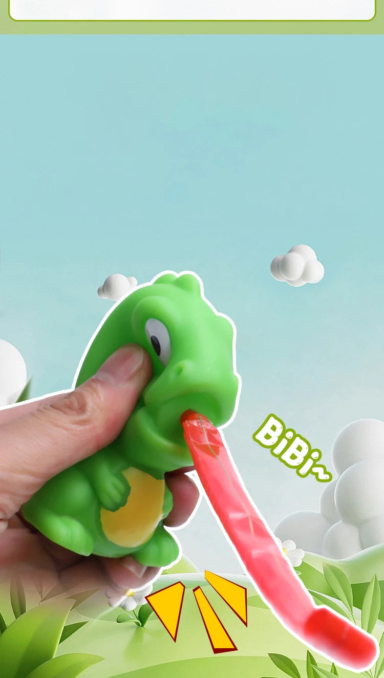 Pinch Frog Dinosaur Sticking Tongue Out Toys Funny Sensory Stress Relief Fidget Toys Cat Toys School Gifts for Kids Children