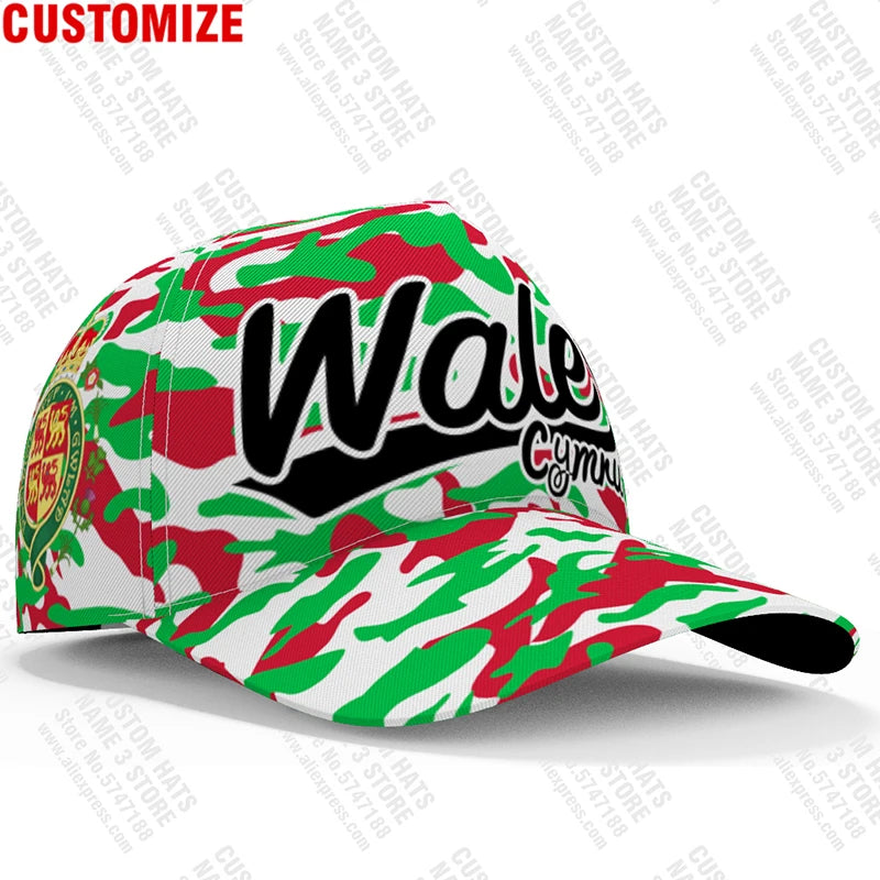 Wales Baseball Caps Free Custom Name British Team Logo Uk Hats Country Travel Britain Nation United Kingdom Cymru Flags Headgear